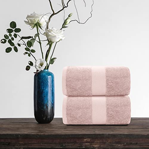 White Classic Pink 650 GSM Cotton Bath Sheet Towel - Extra Large 35x70, Luxury Soft, Highly Absorbent, Quick Dry, 2 Pack - color: 17: Pink