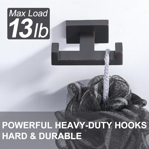 Double Bathroom Towel Hook for Wall Mounted - Oil Rubbed Bronze Modern Towel Holder - Heavy Duty Coat Robe Hooks for Wall - Stainless Steel Shower Towel Hanger - color: Oil Rubbed Bronze