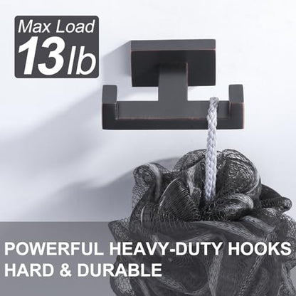 Double Bathroom Towel Hook for Wall Mounted - Oil Rubbed Bronze Modern Towel Holder - Heavy Duty Coat Robe Hooks for Wall - Stainless Steel Shower Towel Hanger - color: Oil Rubbed Bronze
