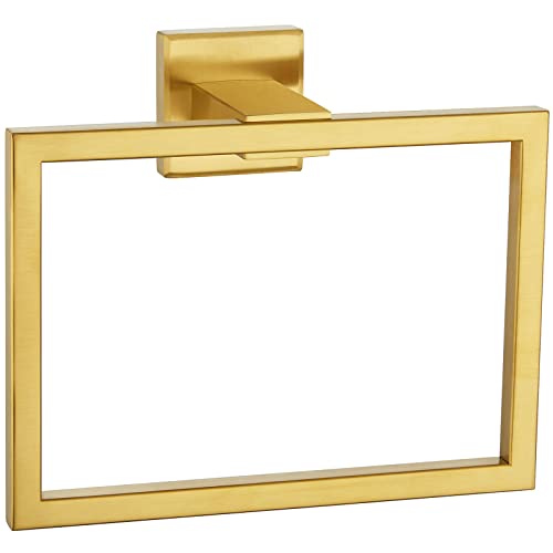 Angle Simple Hand Towel Holder Brushed Dark Gold, Square Towel Ring 7.09" | SUS304 Stainless Steel, Stationary Design for Bathroom Shower Kitchen Wall, Screws Mounted - color: Brushed Dark Gold