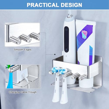 Electric Toothbrush Head Holder, Electric Toothbrush Holders Wall Mounted, Electric Head Holder, Brush Head Storage, Brush Head Holder Toothpaste Holder for Bathrooms (Silver, Small) - color: Silver