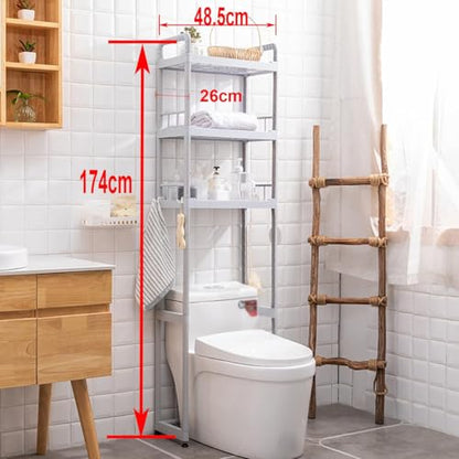 Over Toilet Storage Shelf - Freestanding Bathroom Cabinet Stylish Above Shelving Unit Space-Saving Organizer