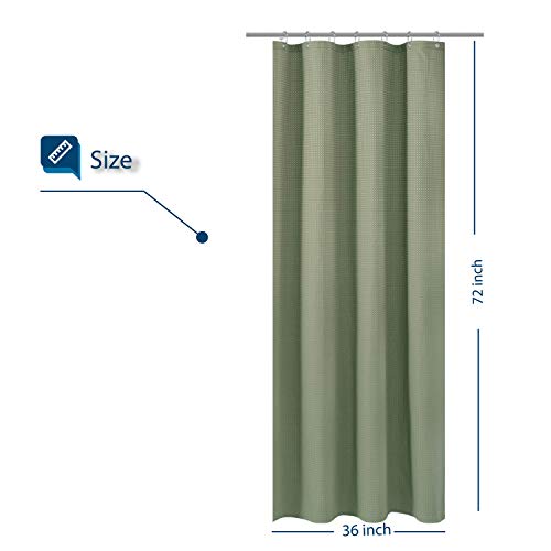 Barossa Design Waffle Weave Stall Shower Curtain Fabric 36x72, Sage Green | Hotel Luxury Spa, 230 GSM Thick Fabric, Water Repellent, Machine Washable, 36 Wide x 72 Long for Small Stall - color: Sage, size: 36"W x 72"L (Pack of 1)