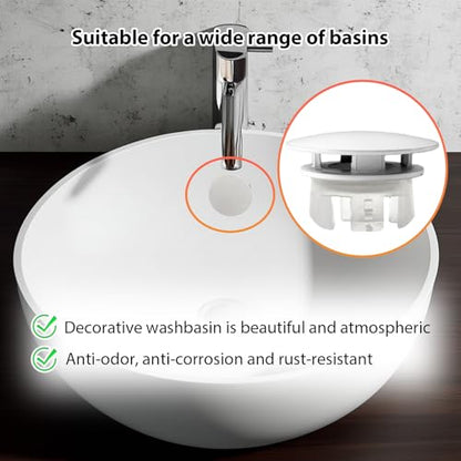 2 Pcs Sink Overflow Covers,2-Layer Sink Copper Over flow Rings,Bathroom Basin Insert in Hole Round Caps Replacement Dual Layer Overflow Cover Rings for Sink,Bathroom,Kitchen(White) - color: White