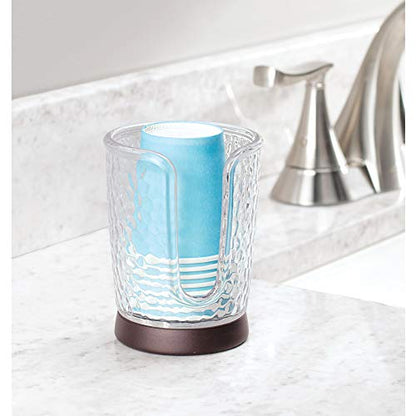 iDesign Rain Disposable Paper and Plastic Cup Dispenser Holder for Master, Guest, Kids' Bathroom Vanity and Countertops, 3.10" x 3.10" x 4", Clear and Bronze - color: Clear/Bronze