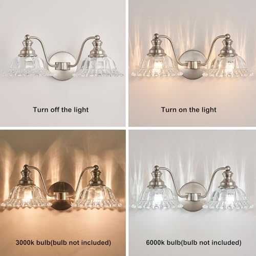 XIEDUN Brushed Nickel 2 Light Vanity Lights Fixture Lights for Bathroom - color: Brushed Nickel, size: 2 Light