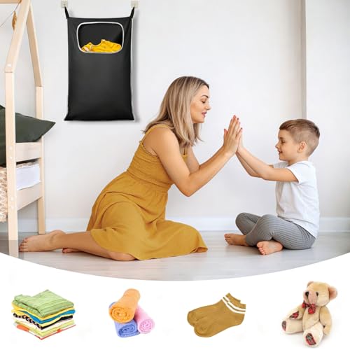 Hanging Laundry Hamper, Over the Door Laundry Storage Basket | Over the Door laundry Wamper With Wide Opening and Full-length Zipper, Easy to load &Take, Space Saving for Small Room & RV