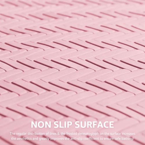 OTHWAY Bathtub Mat Non Slip, Extra Long Rubber Bath Mat for Tub, Machine Washable Shower Anti Slip Mat with 332 Strong Suction Cups (Pink, 36" x 17") - color: Pink, size: 36" x 17" (Rectangular)