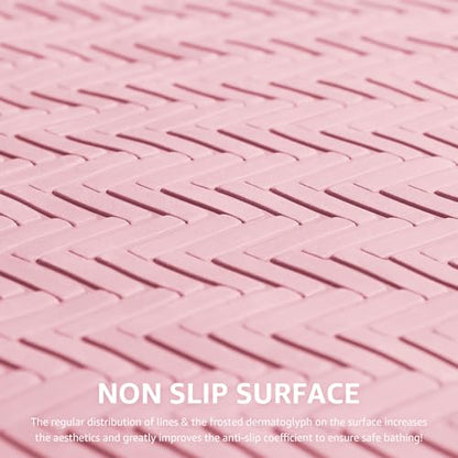 OTHWAY Bathtub Mat Non Slip, Extra Long Rubber Bath Mat for Tub, Machine Washable Shower Anti Slip Mat with 332 Strong Suction Cups (Pink, 36" x 17") - color: Pink, size: 36" x 17" (Rectangular)