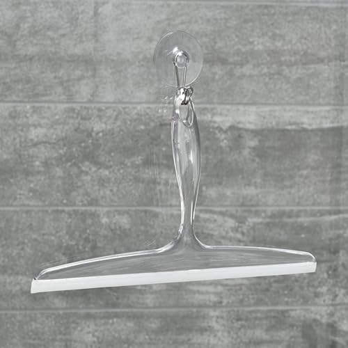 iDesign Plastic Bath Squeegee for Glass with Suction Hook Holder – 12", Clear - color: Clear, style: Pack of 1