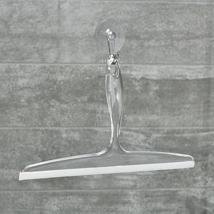 iDesign Plastic Bath Squeegee for Glass with Suction Hook Holder – 12", Clear - color: Clear, style: Pack of 1
