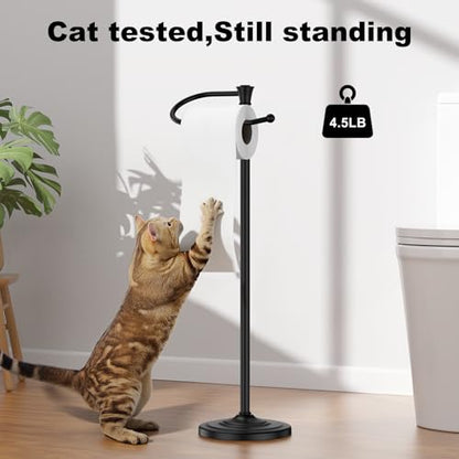 Toilet Paper Holder Free Standing, 25” H Stainless Steel Black Toilet Paper Stand, Weighted Base Floor Tissue Roll Holder for Bathroom,Toilet Roll Stand - color: Black