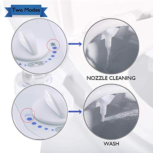 Bidet Toilet Seat Attachment, Nozzle Self- Cleaning, Fresh Water Spray Non-Electric Mechanical Bidet Toilet Seat Attachment, Flushing Sanitary Device,Save Toilet Paper (White)
