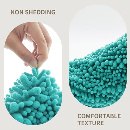 Toilet Rugs U-Shaped Mat 24x24, Contour Bathroom Mat - Ultra Soft & Absorbent Chenille, Quick-Dry, Machine Washable with Non Slip Barrier Backing, Teal - color: Teal Blue, size: 24" X 24"(Toilet Rug)