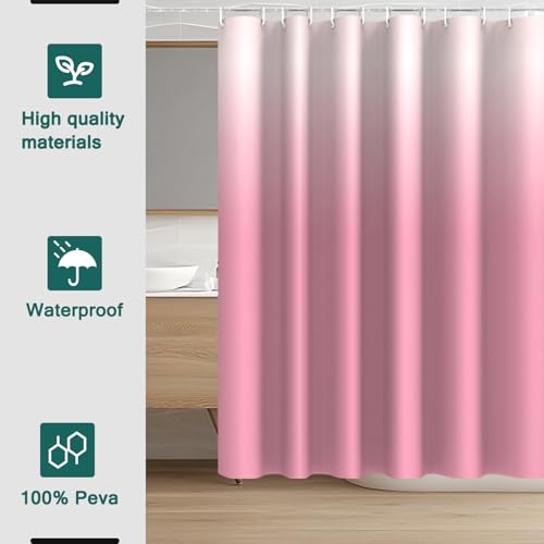 Shower Curtain Liner, 100% Waterproof Peva Shower Curtains with 3 Duty Heavy Bottom Magnets and 12 Rust Proof Grommets, 72x72 Weighted Shower Liner for Shower Stall, Bathtubs - color: Gradient Pink