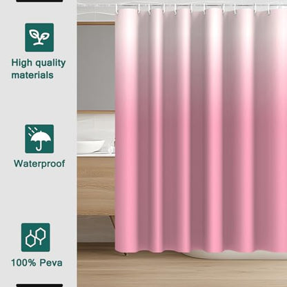 Shower Curtain Liner, 100% Waterproof Peva Shower Curtains with 3 Duty Heavy Bottom Magnets and 12 Rust Proof Grommets, 72x72 Weighted Shower Liner for Shower Stall, Bathtubs - color: Gradient Pink