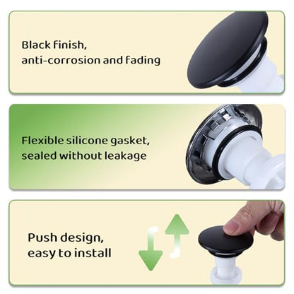 Replacement for Pfister 972098A Push-Seal Drain Assembly - Black Drain Plug - Genuine Replacement Part - color: Black