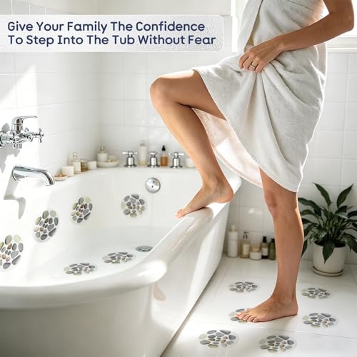 Cabilock 8Pcs Anti-Slip Bathtub Stickers 5.9X5.9 Inch Self-Adhesive Non Slip Stickers for Bathroom Tub Safety Decals Stone Pattern Shower Treads