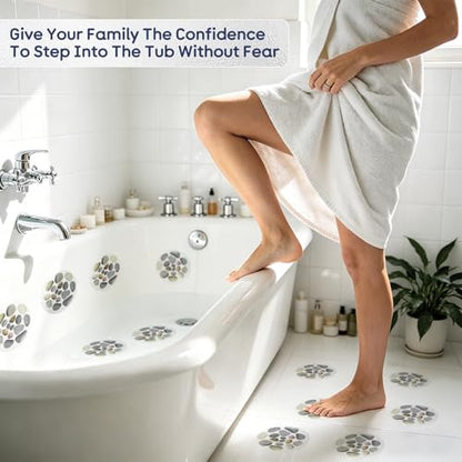 Cabilock 8Pcs Anti-Slip Bathtub Stickers 5.9X5.9 Inch Self-Adhesive Non Slip Stickers for Bathroom Tub Safety Decals Stone Pattern Shower Treads