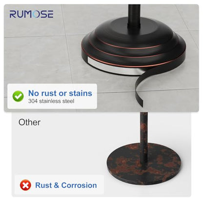 RUMOSE Toilet Paper Holder Stand for Floor, Oil Rubbed Bronze | Bathroom Free Standing Toilet Tissue Roll Holder with Storage, Adjustable 17-25 Inch, Rustproof, SUS304 Stainless Steel - color: Oil Rubbed Bronze