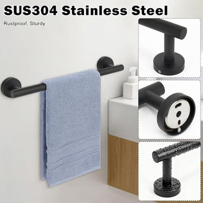 Livabber Bath Towel Bar, 304 Stainless Steel Towel Rack, Heavy Duty Towel Holder Wall Mounted for Bathroom/Kitchen, Usable Hanging Length-13.4 Inch, Total Length-16 Inch (Black) - color: Black, size: 16 Inch