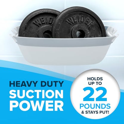 SlipX Solutions Shower Organizer Caddy, Sturdy Storage Organizer, Power Lock Suction Cups, Holds up to 22 Pounds, Tool Free, Drill Free, Removeable, Perfect for RV, Dorm, & Bathroom (White)