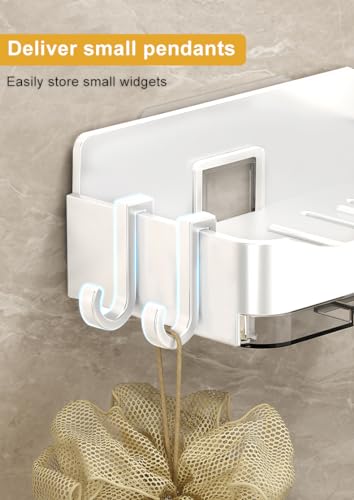2 Pack Shower Soap Holder, Wall Mounted Soap Box Container, Bar Soap Holder with Drain for Shower, Bathroom, Kitchen(White) - color: White