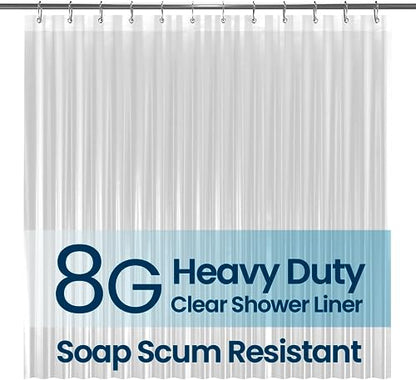 LiBa Shower Curtain PEVA 8G, 72x72 Inch Waterproof Clear | Non-toxic shower liner, waterproof plastic shower curtain, rust-proof grommets, weighted magnets, bathroom accessories - color: 8g Peva - Clear, size: 72"W x 72"L (Pack of 1)