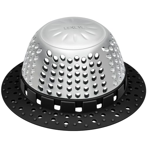 LEKEYE Shower Drain Hair Catcher/Bathtub Drain Cover/Drain Protector for Pop-Up & Regular Drains(Black) - color: Black