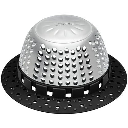 LEKEYE Shower Drain Hair Catcher/Bathtub Drain Cover/Drain Protector for Pop-Up & Regular Drains(Black) - color: Black