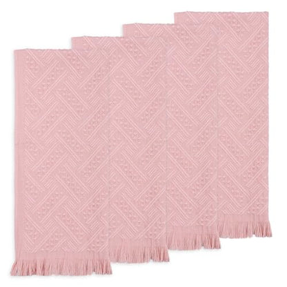 Boho Bathroom Decor Hand Towel 4 Pack 100% Turkish Cotton 14 x 30 Inch Boho Kitchen Hand Towel Guest Tea Gift (Pink) - color: Pink