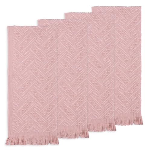Boho Bathroom Decor Hand Towel 4 Pack 100% Turkish Cotton 14 x 30 Inch Boho Kitchen Hand Towel Guest Tea Gift (Pink) - color: Pink