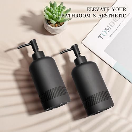 2pcs/Set Hand Soap Dispenser Sets - 10.8oz Refillable Resin Liquid Soap Dispensers with Rust-Proof Pump for Bathroom Countertop or Kitchen, Classic Black - color: Black