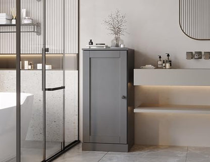 100% Solid Wood 16.5"" Bathroom Storage Cabinet with Shaker Door & Adjustable Shelves - color: Grey, style: Shaker Door