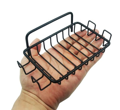 2 Pack Soap Dish for Shower Wall, Stainless Steel Soap Holder with 4 Hocks for Bathroom (Black) - color: Black