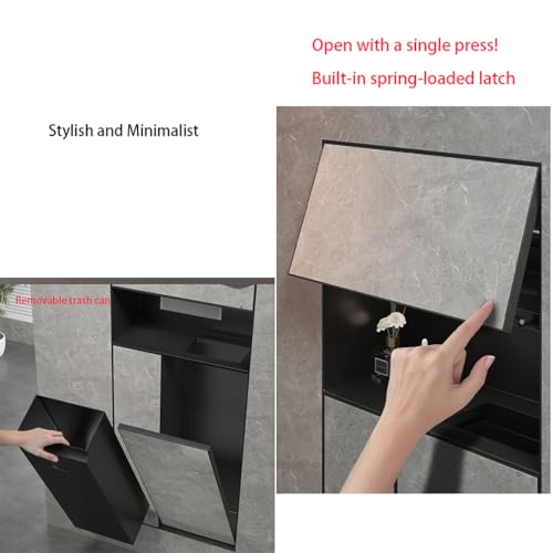 Toilet Paper Holder with Storage, in Wall Toilet Paper Holder, Stainless Cabinet Storage with Removable Trash Can and Toilet Brush Wall Bathroom Niche Black,Black/c - color: Black/C