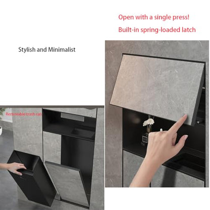 Toilet Paper Holder with Storage, in Wall Toilet Paper Holder, Stainless Cabinet Storage with Removable Trash Can and Toilet Brush Wall Bathroom Niche Black,Black/a - color: Black/a