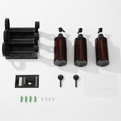 Pollock Shampoo and Conditioner Dispenser Set of 3,12.85 Oz *3 Chamber