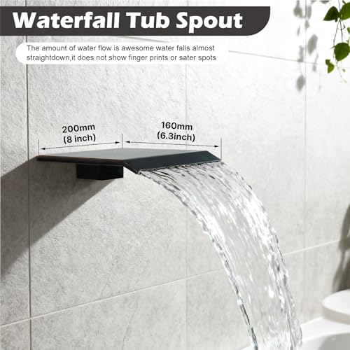 Midanya Shower System with Tub Spout,Bathtub Shower Faucet Set with Square Rainfall Head and Handheld Sprayer Wall Mount Tub Faucet Set with Valve and Trim Kit,12 Inch Oil Rubbed Bronze - color: Oil Rubbed Bronze, size: 12 Inch