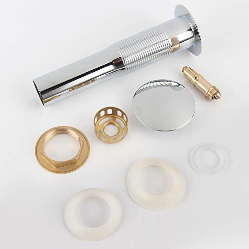Pop Up Sink Drain with Overflow, Bathroom Faucet Vessel Vanity Sink Drain with Detachable Basket Stopper, Polished Chrome (Pack of 3) - color: Chrome, size: Big Popup Cap (Pack of 3)