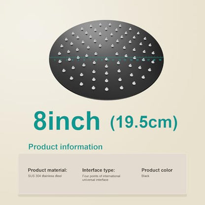 All Metal Rain Shower Head - Heavy Duty Stainless Steel, Easy Install, High Water Flow, Ultra-Thin Modern Design for Bathroom (D-Matte Black, 8) - color: D-Matte Black, size: 8