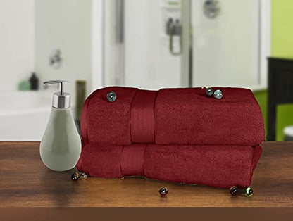 GLAMBURG 700 GSM Premium Oversized Extra Large Cotton Bath Sheet 35x70-100% Combed Cotton - Luxury Hotel & Spa Quality - Durable Ultra Soft Highly Absorbent - Burgundy - color: Burgundy, size: 2 Pack 700 GSM Bathsheet