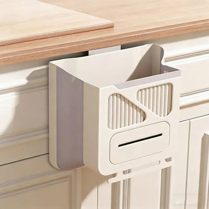 Foldable Wall Mounted Trash Bin Hanging Kitchen Bathroom Garbage Bin Space Saving Large Capacity Waste Can Modern Design Hanging Kitchen Garbage - color: Light Grey, size: E