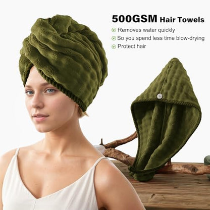 COZYART Lint Free 8 Pcs Bathroom Towels Set Ultra Soft Microfiber Fluffy | Thick, Highly Absorbent, Fast Dry, No Shedding, No Pilling, Fade Resistant, Durable, Long-lasting Olive Green - color: Olive Green