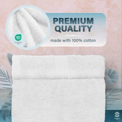 Luxe 2-Piece Bath Towel Set – Large Soft Cotton Towels, Absorbent, Durable & Skin-Friendly, Machine Washable, 27 x 54 in (White) - color: White