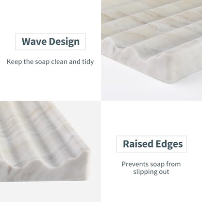 Soap Holder, Marble Soap Dish for Shower, Bar Soaps Holder with Water Ripple Design, Easy Cleaning Soaps Saver for Kitchen Sink，Bathroom, Executive Greek Natural Stone Tray(Agiax) - color: Agiax