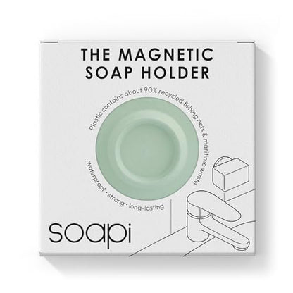Magnetic Soap Holder – No-Drill Installation – Space-Saving Wall Soap Dish – Wall Mounted, Eco-Friendly Bar Soap Holder – Recycled Ocean Plastic – Stick Anywhere - Soapi (Mint) - color: Mint