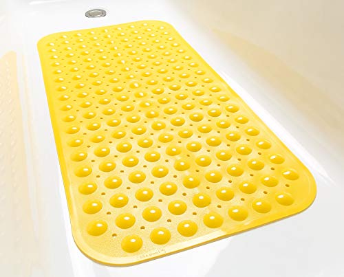 Large Non-Slip Bathtub & Shower Mat 31”x16” (Smooth/Non-Textured Tubs Only) Safe, Clean, Machine-Washable, Superior Grip&Drainage, Vinyl, Opaque Yellow - color: Opaque Yellow, size: Large (31"x16")