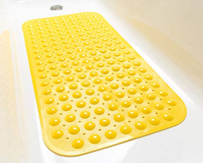 Large Non-Slip Bathtub & Shower Mat 31”x16” (Smooth/Non-Textured Tubs Only) Safe, Clean, Machine-Washable, Superior Grip&Drainage, Vinyl, Opaque Yellow - color: Opaque Yellow, size: Large (31"x16")