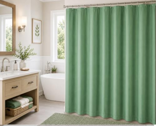 BH Home Shower Curtain Polyester Fabric Water Resistant Shower Curtain or Liner. Hotel Collection Quality.(Green) - color: Green